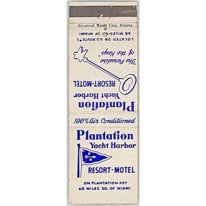 Front Strike Matchbook Cover Plantation Yacht Harbor Plantation Key FL Florida